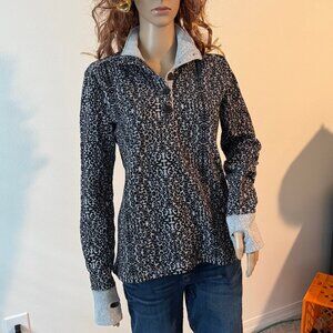 Kavu Textured Mock Turtleneck Black Grey Long Sleeve Heavy Top Shirt Sz L EUC